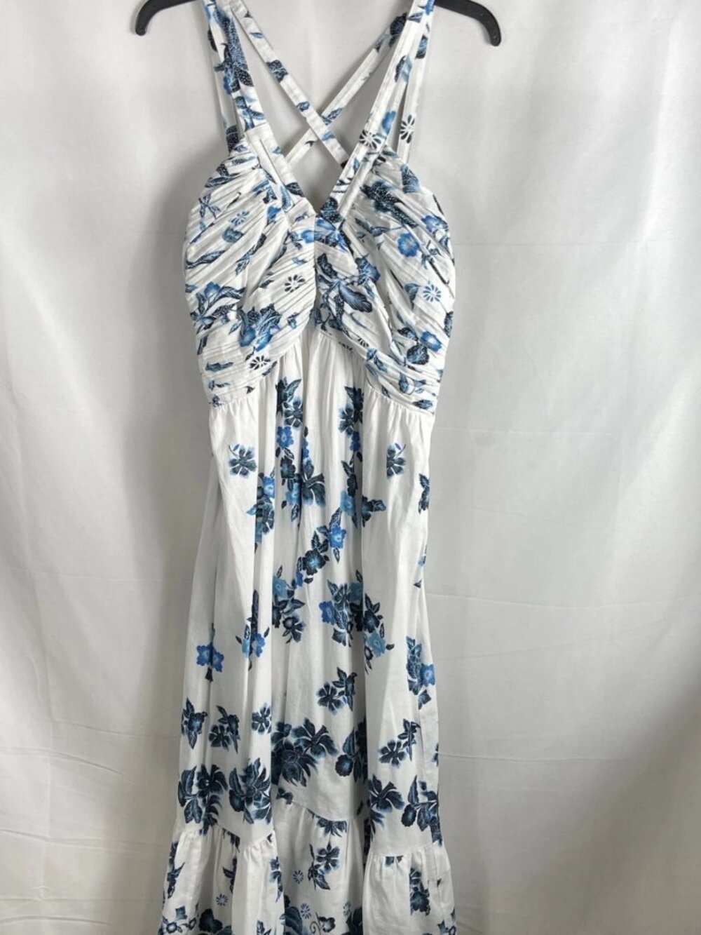 White House Black Market Women's Blue Floral Maxi Dress